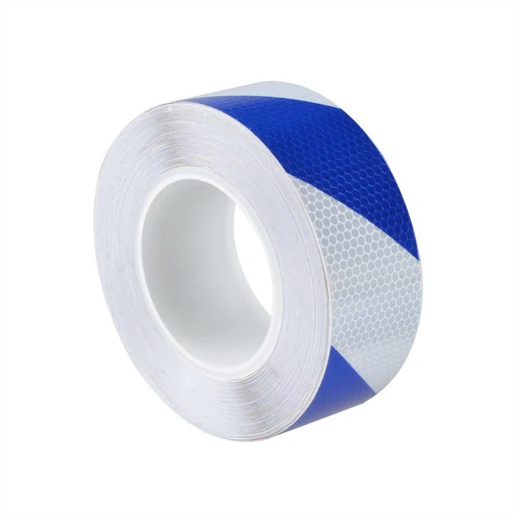 White And Blue Reflective Arrow Warning Tape For Safety